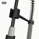 VIGO Edison Single Handle Pull Down Kitchen Faucet, Stainless Steel/Matte Black