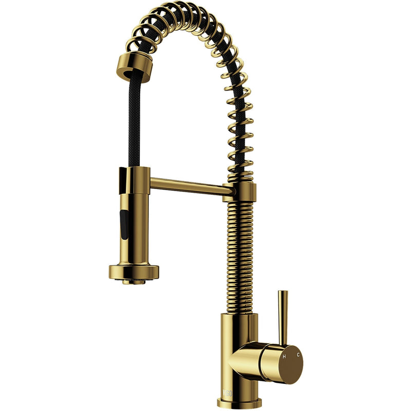 VIGO Edison Single Handle Pull Down Sprayer Kitchen Faucet, Matte Gold W3