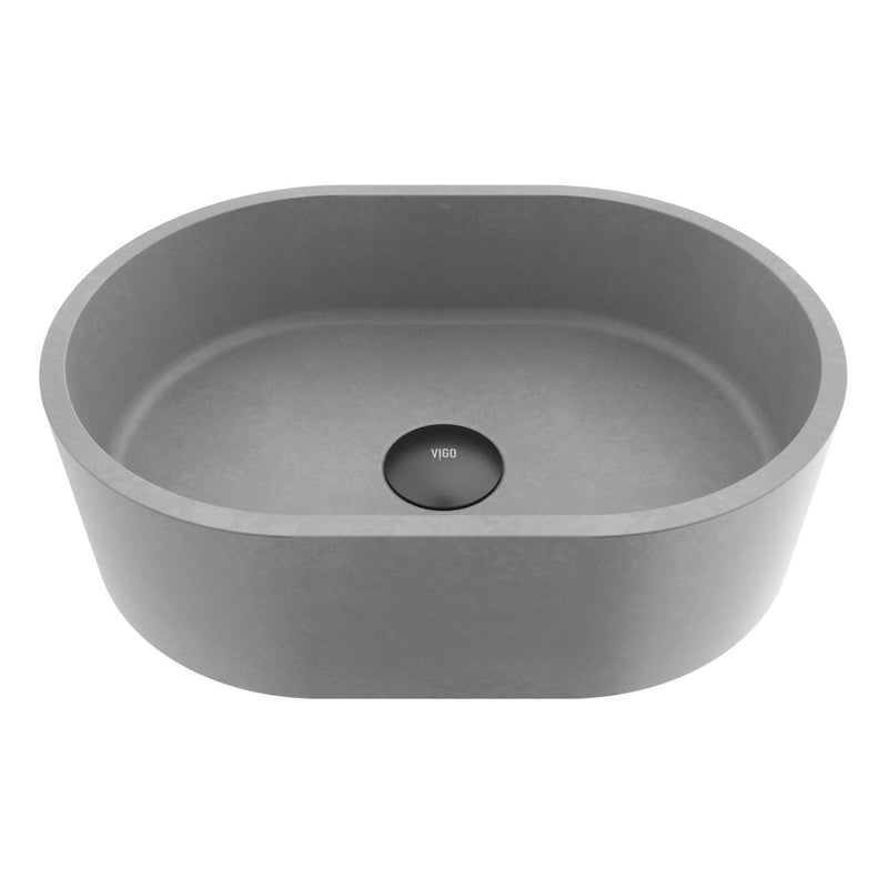 VIGO Giralda Gothic ConcretoStone 16x11-in Deep Grey Bathroom Sink/Basin with Rectangular Vessel B1