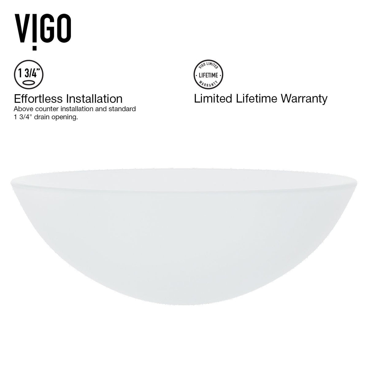 VIGO Glass Round Vessel Bathroom Sink/Basin with Rounded Edges & Deep Bowl, White