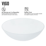 VIGO Glass Round Vessel Bathroom Sink/Basin with Rounded Edges & Deep Bowl, White