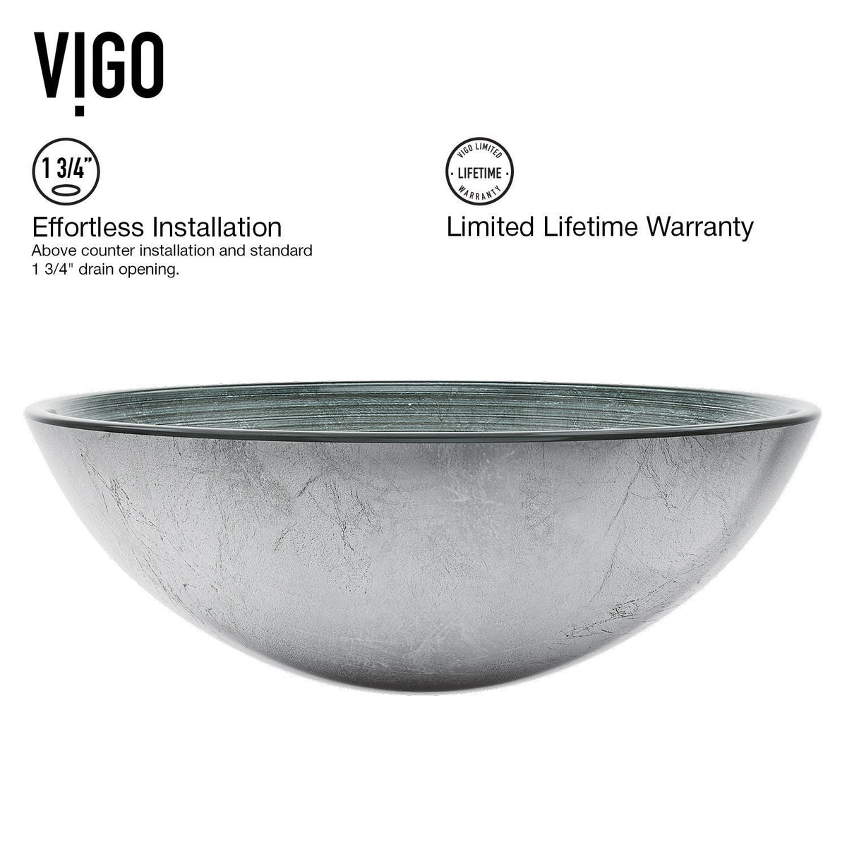 VIGO Glass Simply Silver Bathroom Sink/Basin Set with Duris Faucet and Round Vessel