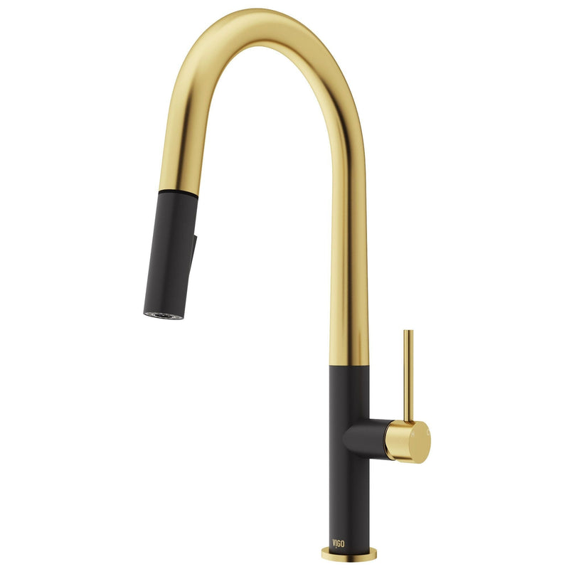 VIGO Greenwich 18-in Single-Handle Black/Gold Kitchen Faucet C8