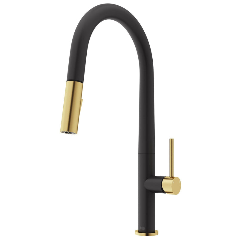 VIGO Greenwich 18-in Single-Handle Gold/Black Kitchen Faucet K9