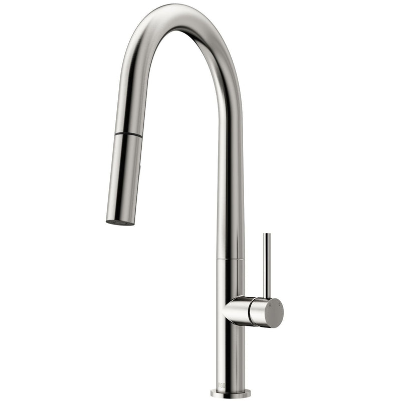 VIGO Greenwich Single Handle Pull Down Sprayer Kitchen Faucet with Deck Plate, Stainless Steel M0