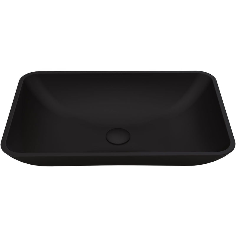 VIGO Hadyn Glass Rectangular Vessel Bathroom Sink/Basin with Rounded Edges & Deep Bowl, Black L4
