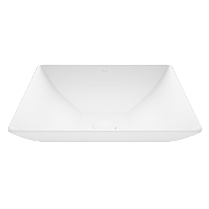VIGO Hibiscus Matte Stone Round Vessel Bathroom Sink/Basin, Above-Counter Installation, White A7