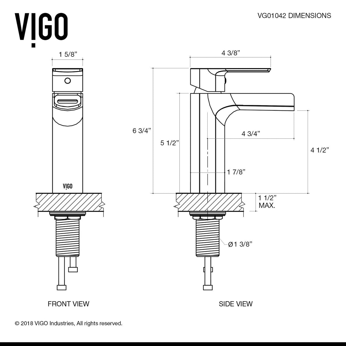 VIGO Ileana Single Handle Single Hole Bathroom Sink Faucet, WaterSense Certified, Matte Black