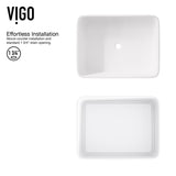 VIGO Jasmine MatteStone White Bathroom Sink/Basin Set with Amada Faucet and Rectangular Composite Vessel