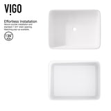 VIGO Jasmine MatteStone White Bathroom Sink/Basin Set with Lexington Faucet and Rectangular Composite Vessel