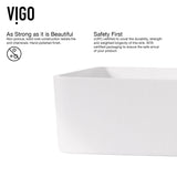 VIGO Jasmine MatteStone White Bathroom Sink/Basin Set with Olus Wall Mount Faucet and Rectangular Composite Vessel