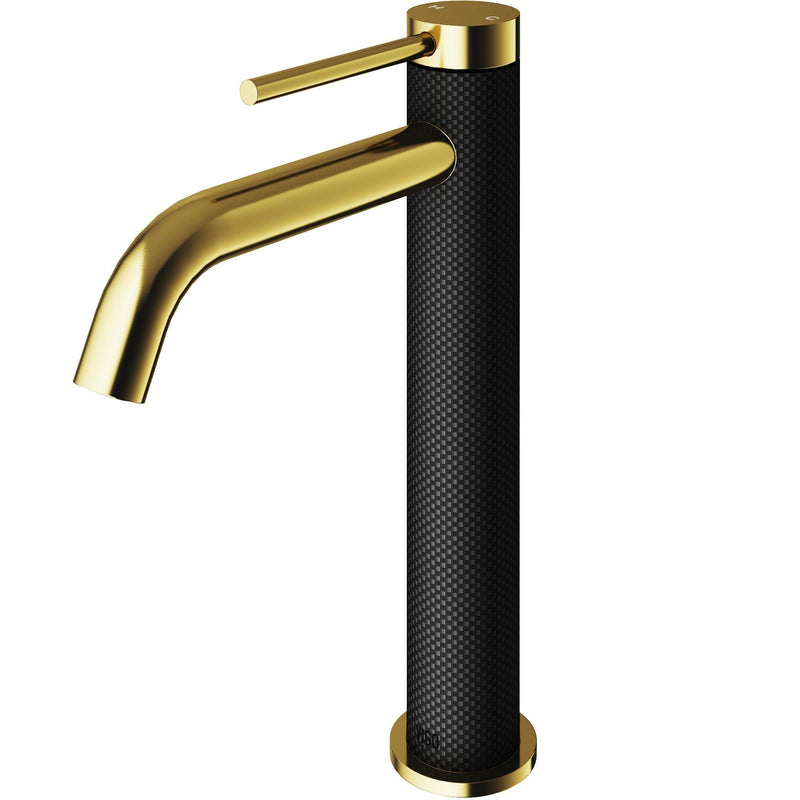 VIGO Lexington 8-in Gold/Carbon Fiber Vessel Bathroom Faucet F1