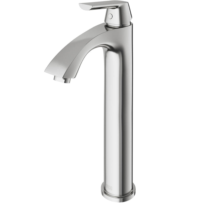 VIGO Linus Single Handle Vessel Sink Bathroom Faucet, Brushed Nickel I3