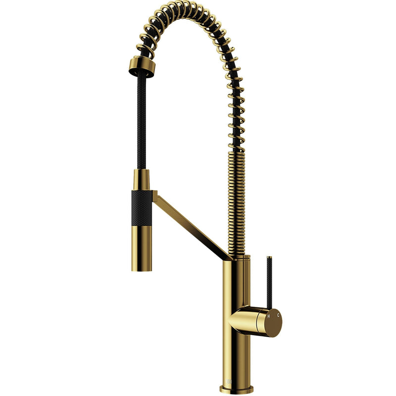 VIGO Livingston Single Handle Magnetic Pull Down Sprayer Kitchen Faucet with cFiber, Matte Gold N9