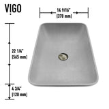 VIGO Lorca ConcretoStone Grey Bathroom Sink/Basin Set with Gotham Faucet and Rectangular Vessel