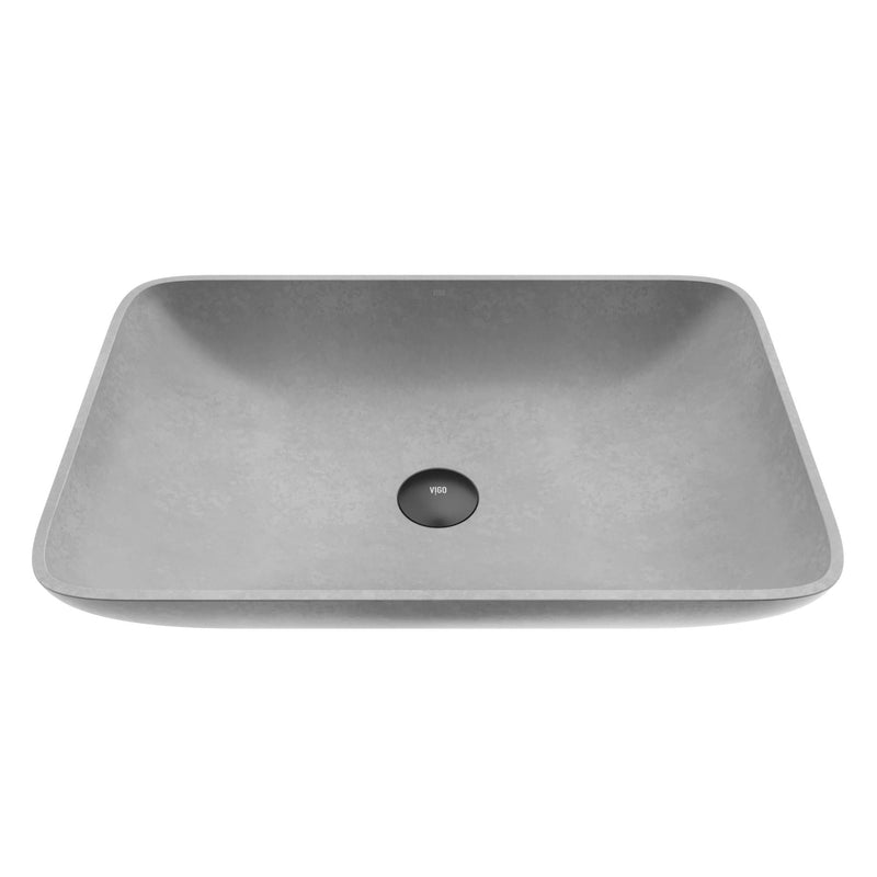 VIGO Lorca Gothic ConcretoStone 22x15-in Deep Grey Bathroom Sink/Basin with Rectangular Vessel B2