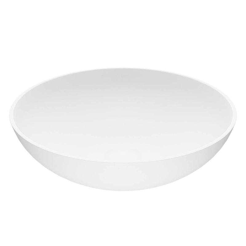 VIGO Lotus Matte Stone Round Composite Vessel Bathroom Sink/Basin with Deep Bowl, White B2