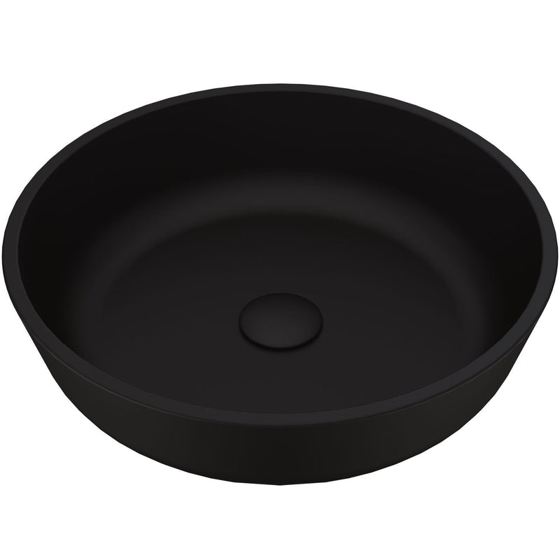 VIGO Modus Glass Round Vessel Bathroom Sink/Basin with Rounded Edges & Deep Bowl, Black M8