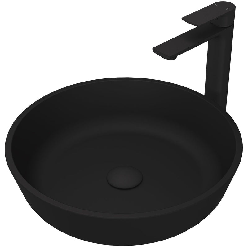 VIGO Modus MatteShell Matte Black Bathroom Sink/Basin Set with Norfolk Faucet and Round Glass Vessel L3