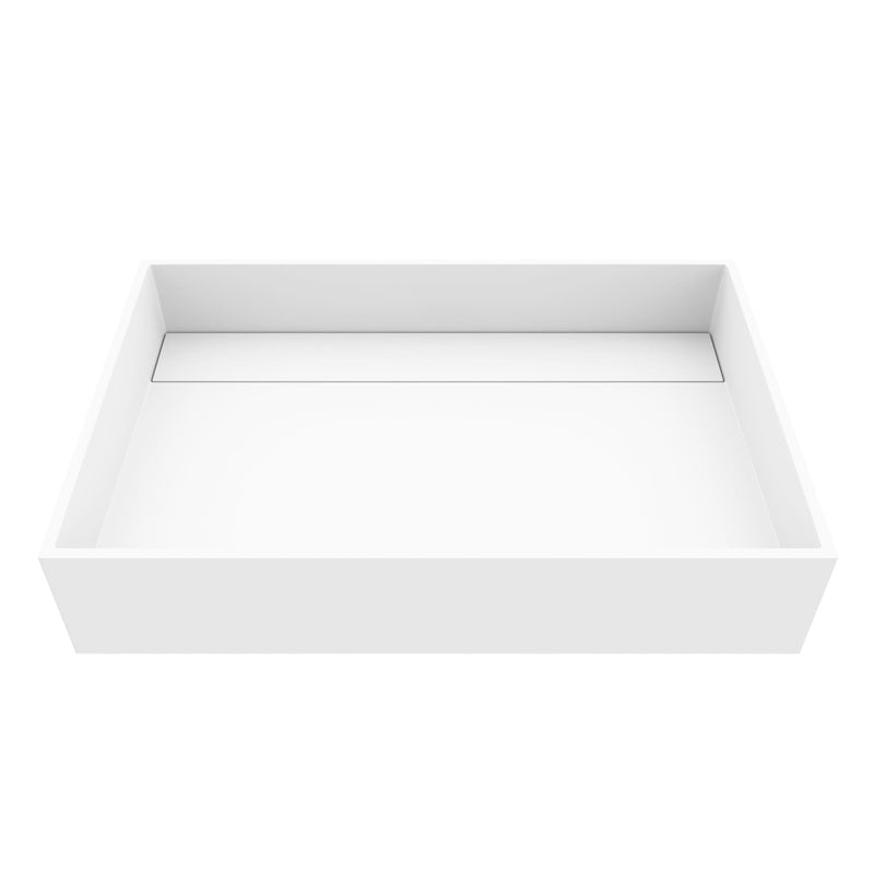 VIGO Montauk MatteStone 23x15-in Deep White Bathroom Sink/Basin with Rectangular Vessel Q1