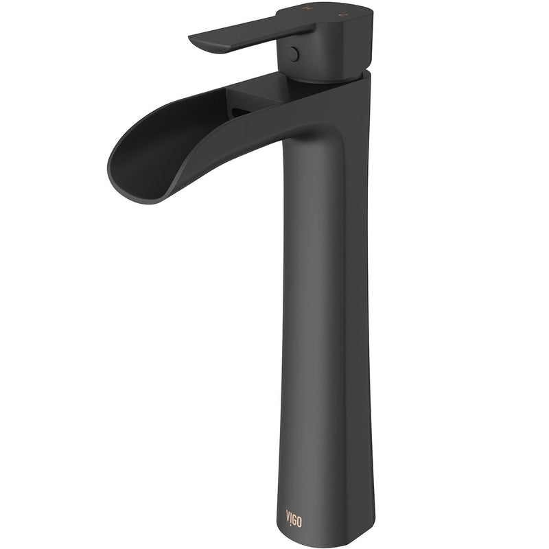 VIGO Niko Single Handle Single Hole Bathroom Sink Faucet, Matte Black Y6