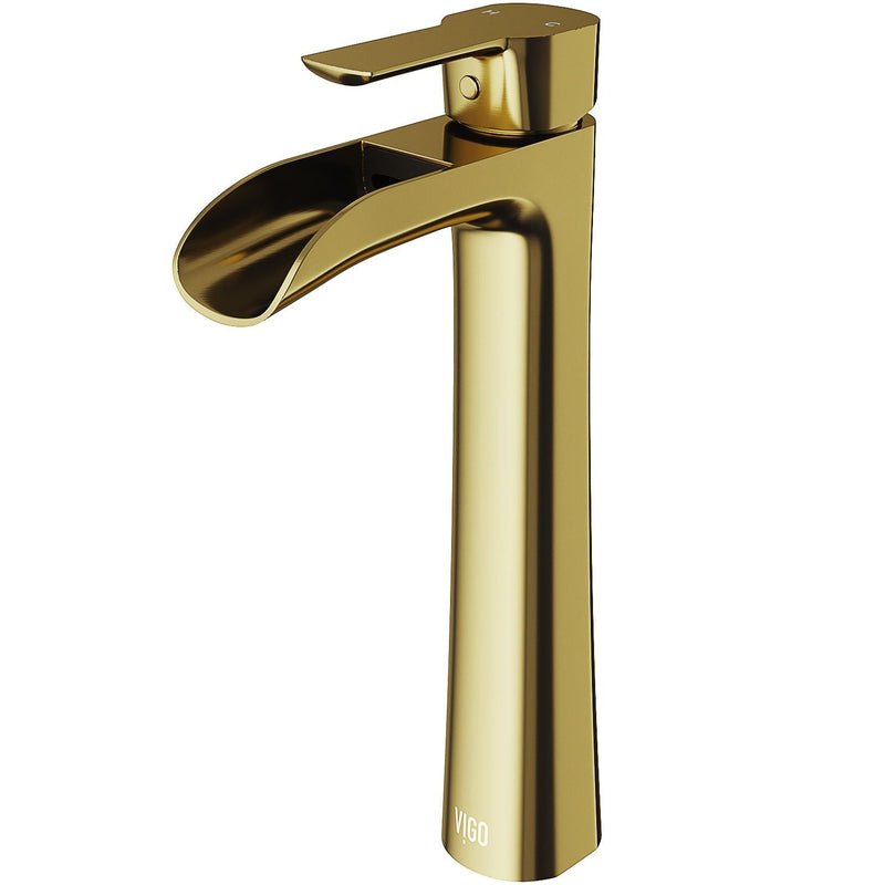 VIGO Niko Single Handle Single-Hole Bathroom Vessel Faucet in Matte Brushed Gold W8