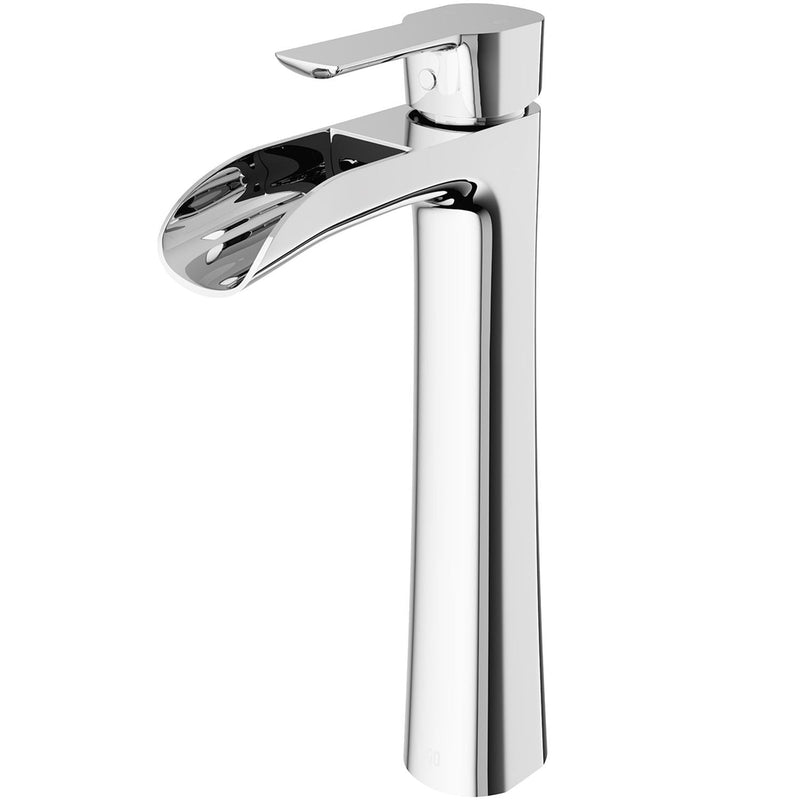 VIGO Niko Single Handle Vessel Sink Bathroom Faucet with Deck Plate, Chrome D3