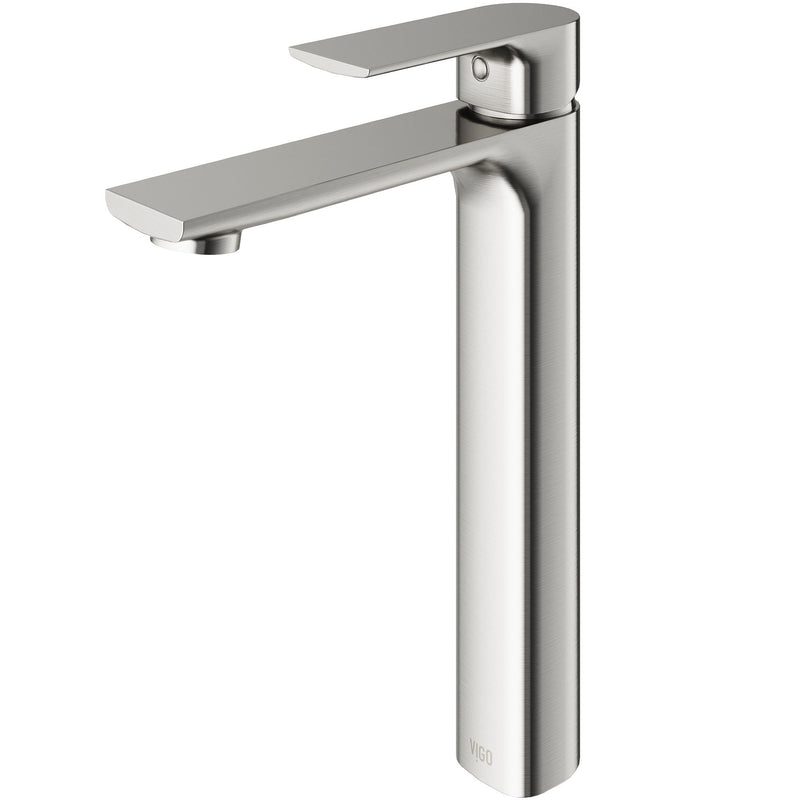 VIGO Norfolk Single Handle Vessel Bathroom Sink Faucet, WaterSense Certified, Brushed Nickel P6