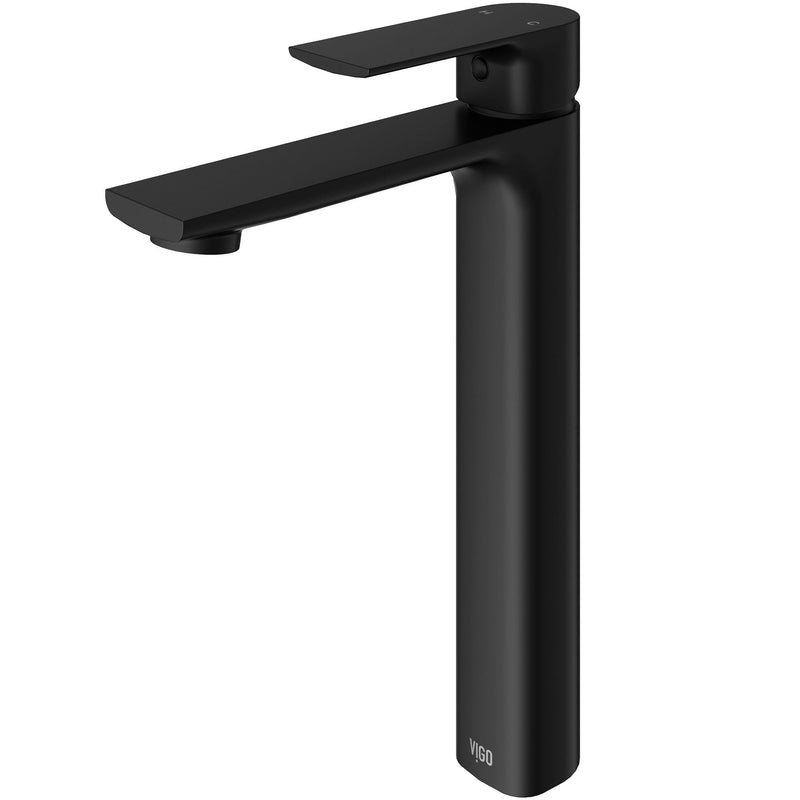 VIGO Norfolk Single Handle Vessel Bathroom Sink Faucet, WaterSense Certified, Matte Black R5