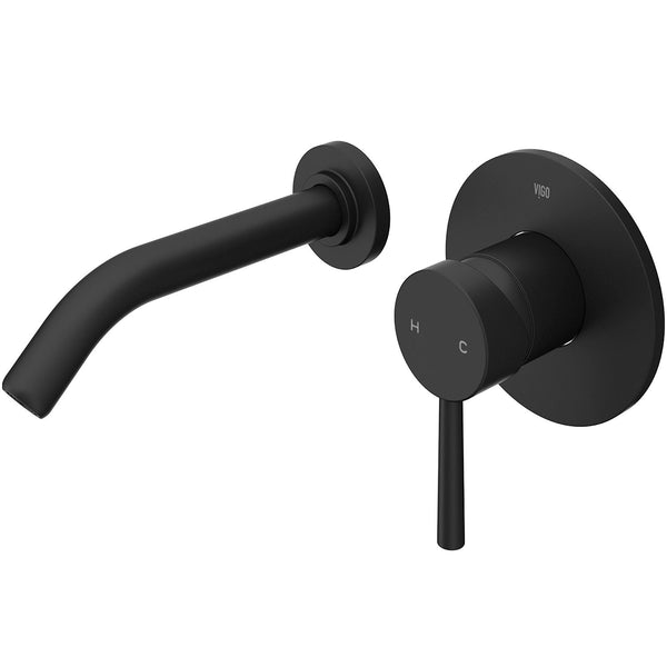 VIGO Olus Single Handle Wall Mount Bathroom Sink Faucet, WaterSense Certified, Matte Black B8