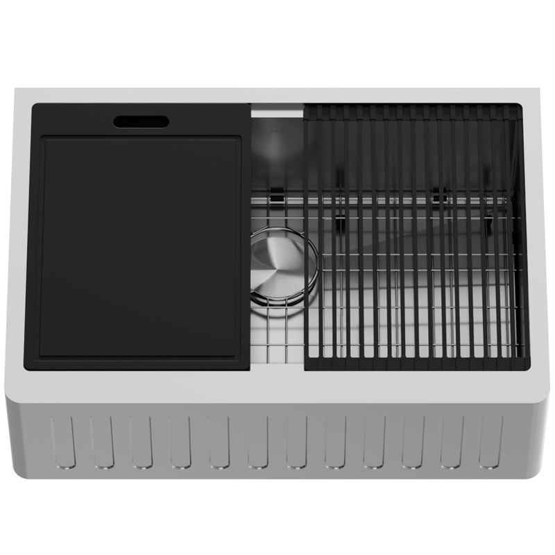 VIGO Oxford 1-Bowl Stainless Steel Apron Front Farmhouse Kitchen Sink with Accessories, 30-in E6