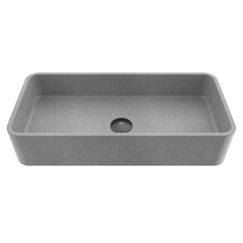 VIGO Palazzo Gothic ConcretoStone 24x11-in Deep Grey Bathroom Sink/Basin with Rectangular Vessel Y3