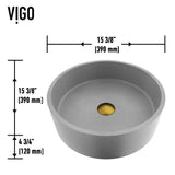 VIGO Palermo Gothic ConcretoStone Ash Grey Bathroom Sink/Basin Set with Niko Faucet and Round Vessel