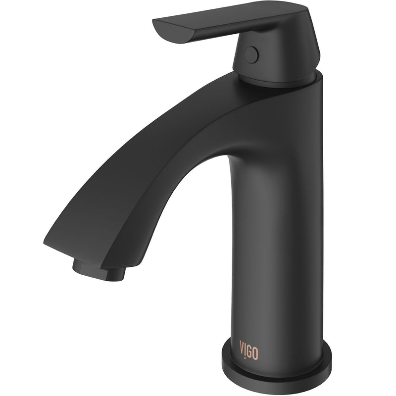 VIGO Penela Single Handle Single Hole Bathroom Sink Faucet, Matte Black, X0