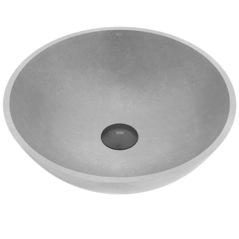 VIGO Ravenna Gothic ConcretoStone 16x16-in Deep Grey Bathroom Sink/Basin with Round Vessel R8