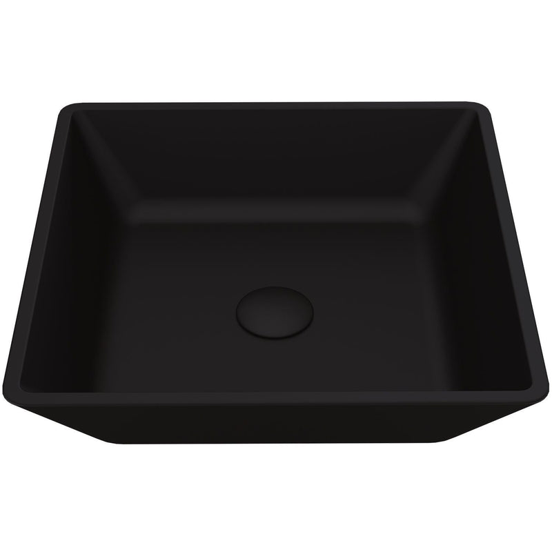 VIGO Roma Glass Square Vessel Bathroom Sink/Basin with Rounded Edges & Deep Bowl, Black K1