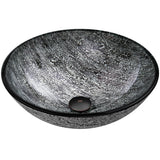 VIGO Round Glass Vessel Bathroom Sink/Basin with Deep Bowl, Titanium