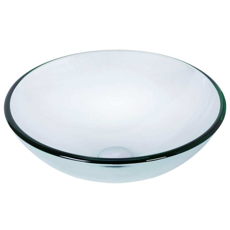 VIGO Round Glass Vessel Bathroom Sink/Basin with Repellent Seal Coating, Crystalline I3