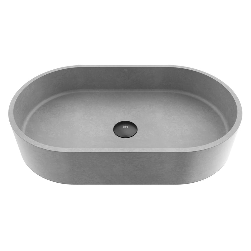 VIGO Sagrada Gothic ConcretoStone 24x14-in Deep Grey Bathroom Sink/Basin with Rectangular Vessel S7