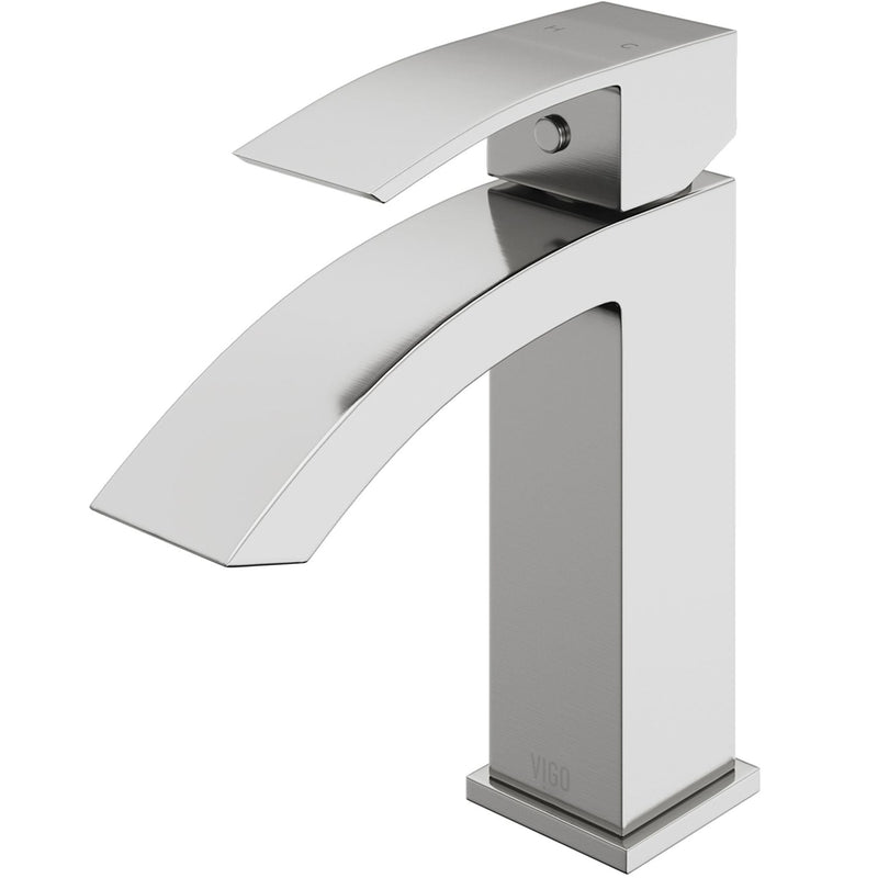 VIGO Satro Single Handle Single Hole Bathroom Sink Faucet, WaterSense Certified, Brushed Nickel G1