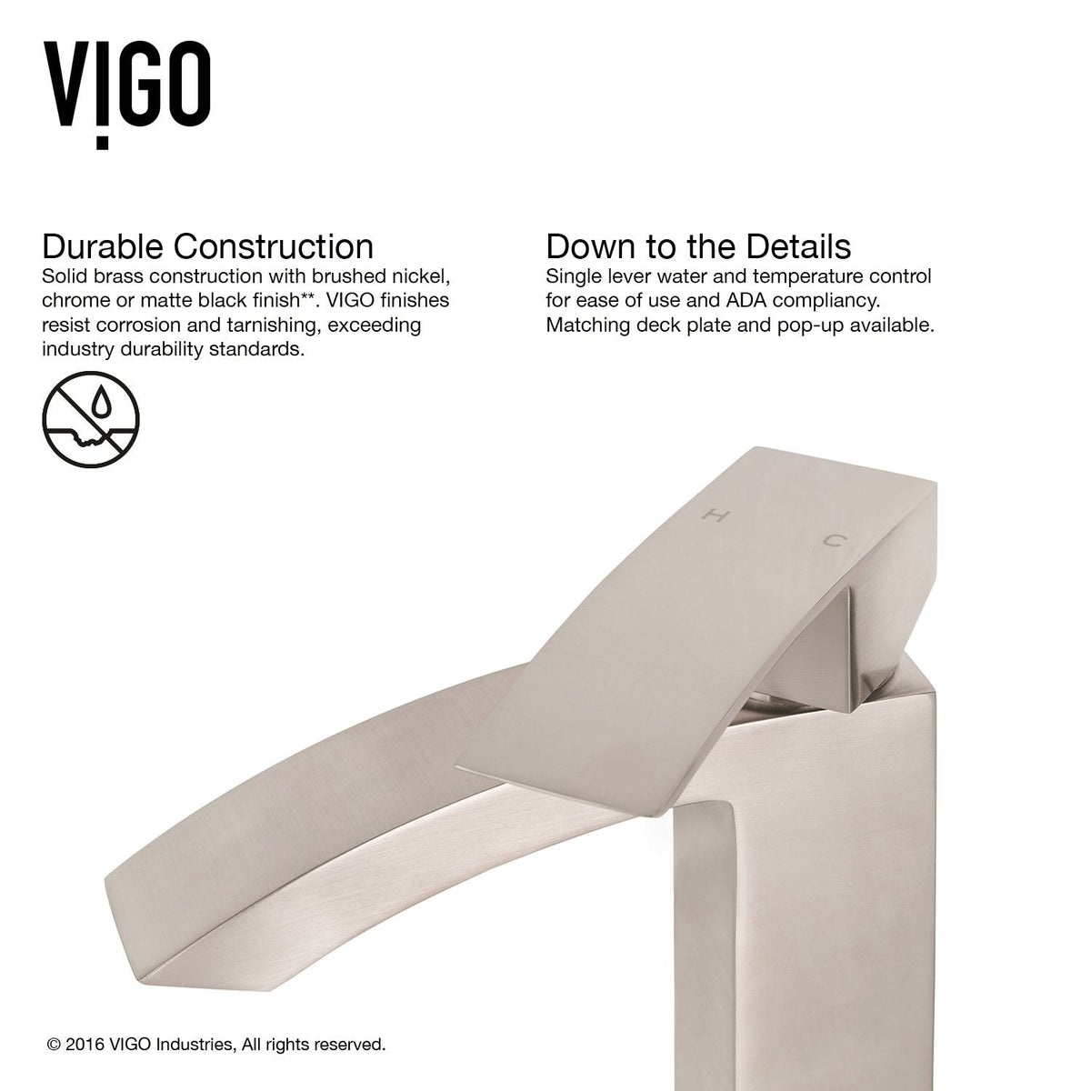 VIGO Satro Single Handle Single Hole Bathroom Sink Faucet, WaterSense Certified, Brushed Nickel