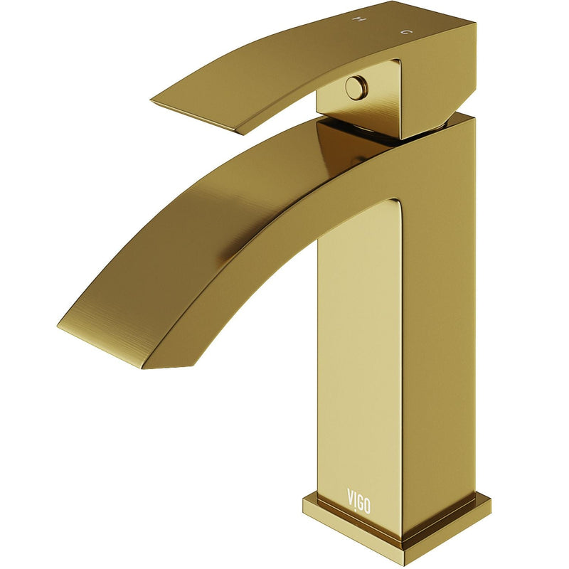 VIGO Satro Single Handle Single Hole Bathroom Sink Faucet, WaterSense Certified, Matte Gold Q6