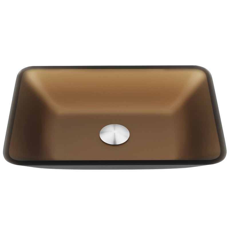 VIGO Sottile Glass Bathroom Sink/Basin and Faucet Set with Rectangular Vessel, Various Colours V7