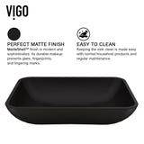 VIGO Sottile MatteShell Matte Black Bathroom Sink/Basin Set with Cass Wall Mount Faucet and Glass Rectangular Vessel