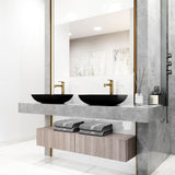 VIGO Sottile MatteShell Matte Black Bathroom Sink/Basin Set with Sterling Faucet and Glass Rectangular Vessel