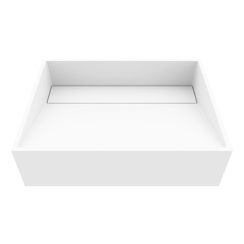 VIGO Starr Modern MatteStone 17x13-in Deep White Bathroom Sink/Basin with Rectangular Vessel K6