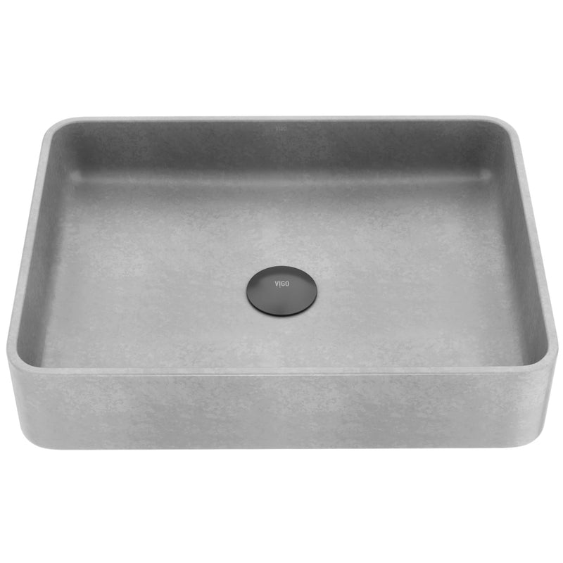 VIGO Tarragona Gothic ConcretoStone 19x14-in Deep Grey Bathroom Sink/Basin with Rectangular Vessel V5