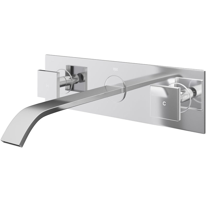 VIGO Titus Wall Mount Dual Handle Bathroom Sink Faucet, Eco-Friendly 1.2 GPM Flow Rate, Chrome Y4