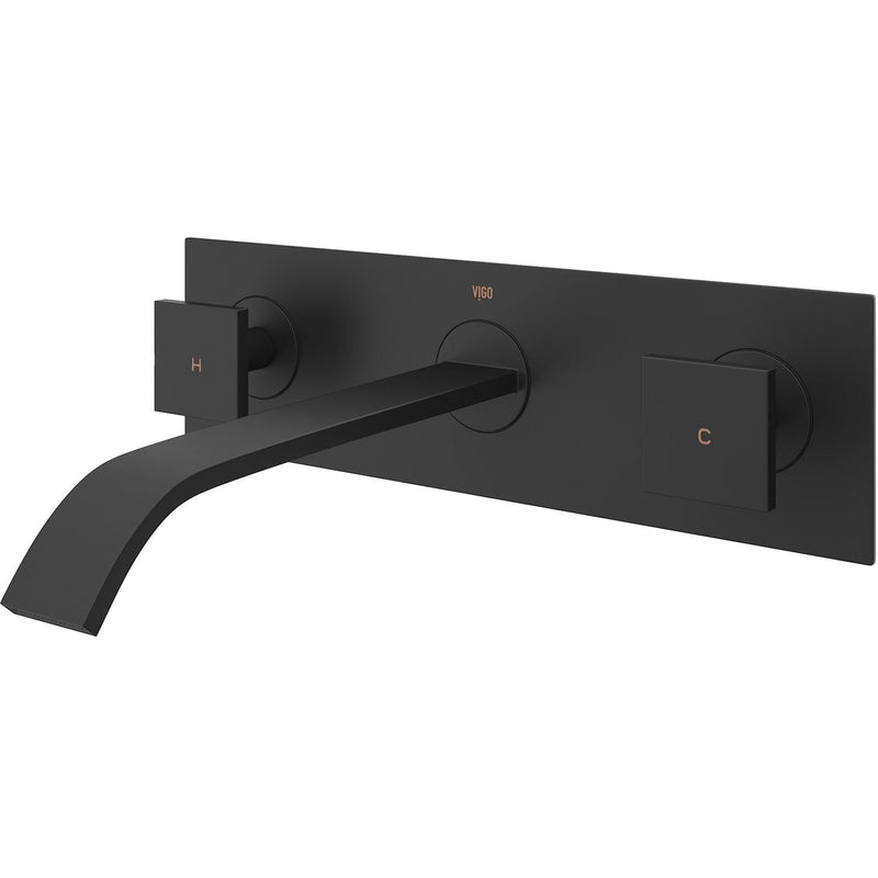 VIGO Titus Wall Mount Dual Handle Bathroom Sink Faucet, Eco-Friendly 1.2 GPM Flow Rate, Matte Black K6