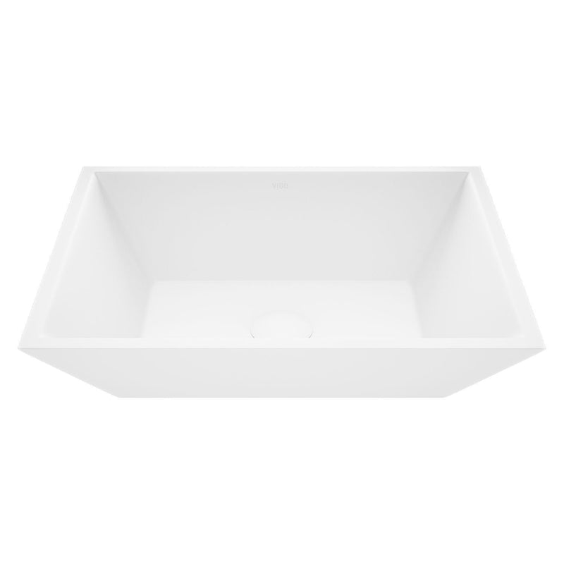 VIGO Vinca Matte Stone Vessel Bathroom Sink/Basin with Deep Bowl, White M4